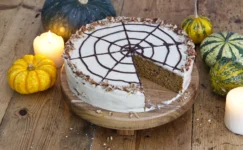 Sticky Pumpkin & Pecan Halloween Cake Recipe2
